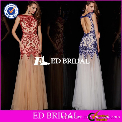 ZA007 Sexy Backless Bateau Neckline Heavy Beaded Floor Length Latest Design Formal Evening Gown